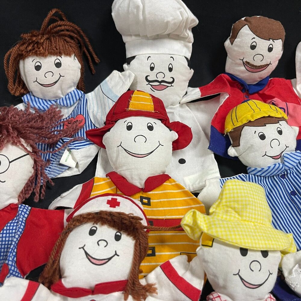 Hand Puppets Lot of 12 Towns People Teach Nurse Chef Baby - Picture 3 of 8